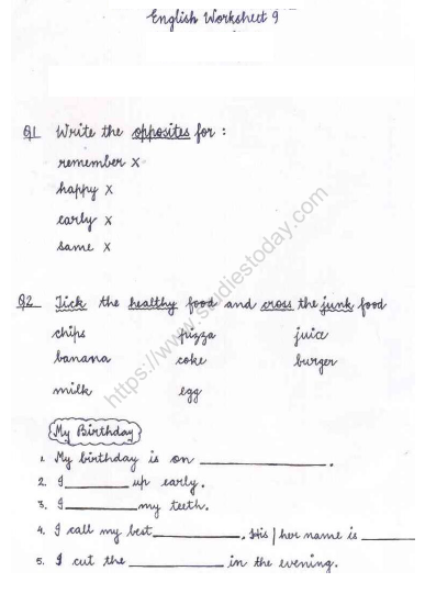 cbse class 1 english revision worksheet set b practice worksheet for